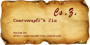 Cservenyák Zia névjegykártya